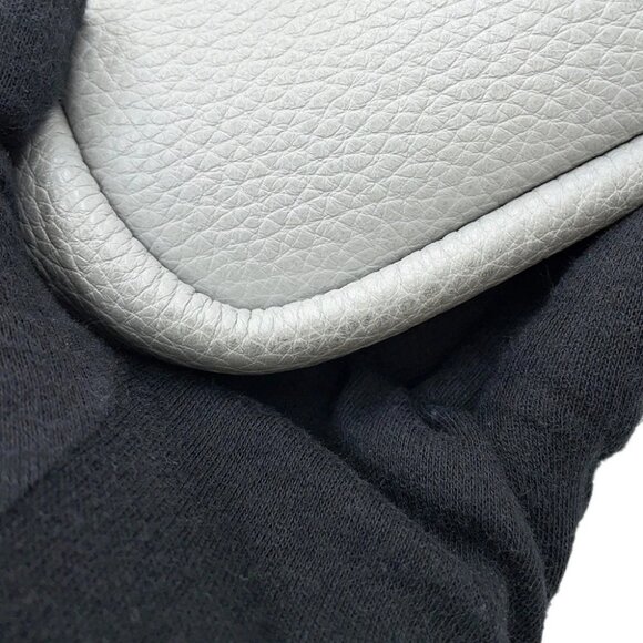 PRADA Punching logo Tote Bag Size Small Leather Gray - Picture 6 of 16